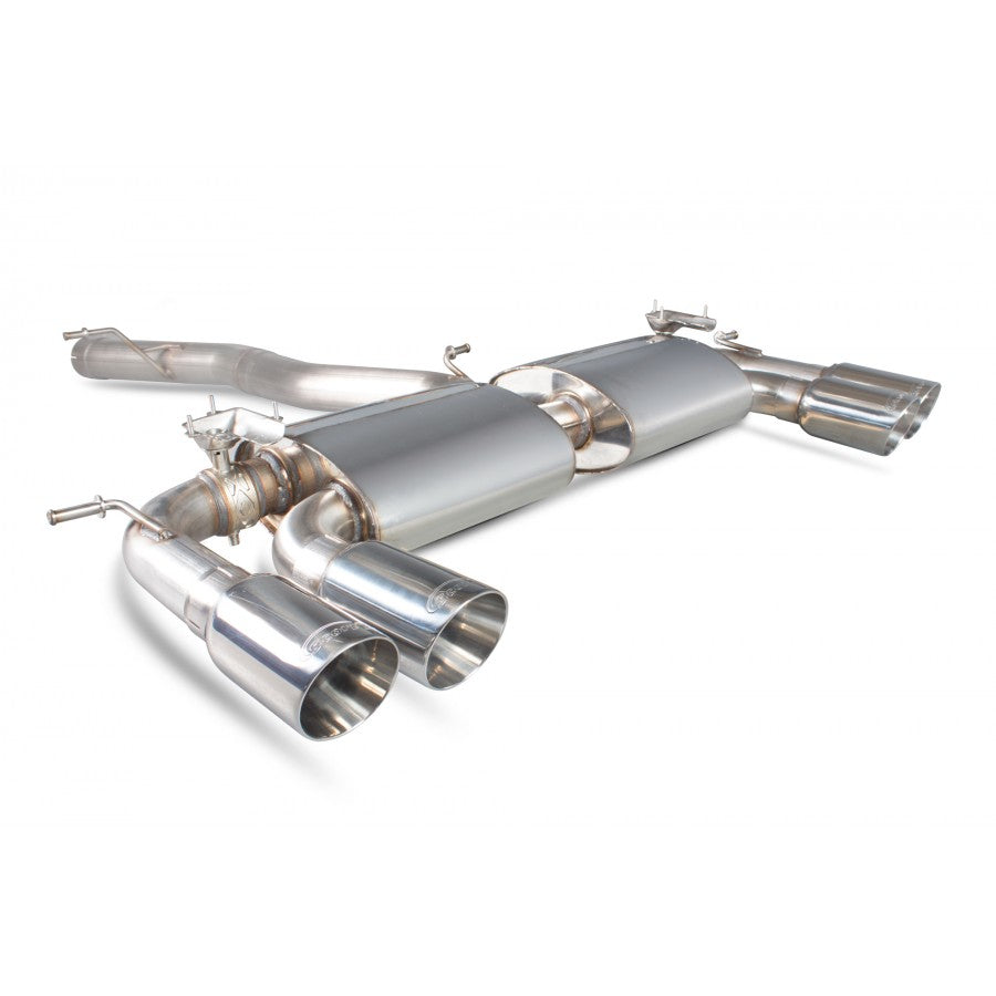 Scorpion SVWS046D - MK7 R -  Car Exhaust Cat-Back System (Non-Resonated) (Valved) Quad Daytona - V-Tech Australia | VW & Audi Performance Parts